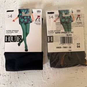 HUE Black Super Opaque Control Top Tights